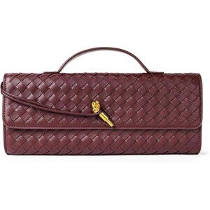Woven Purse for Women Wine Woven Leather